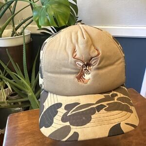 Vintage Winchester Camo Deer Buck Hat Snapback Embroidered Hunter Foam